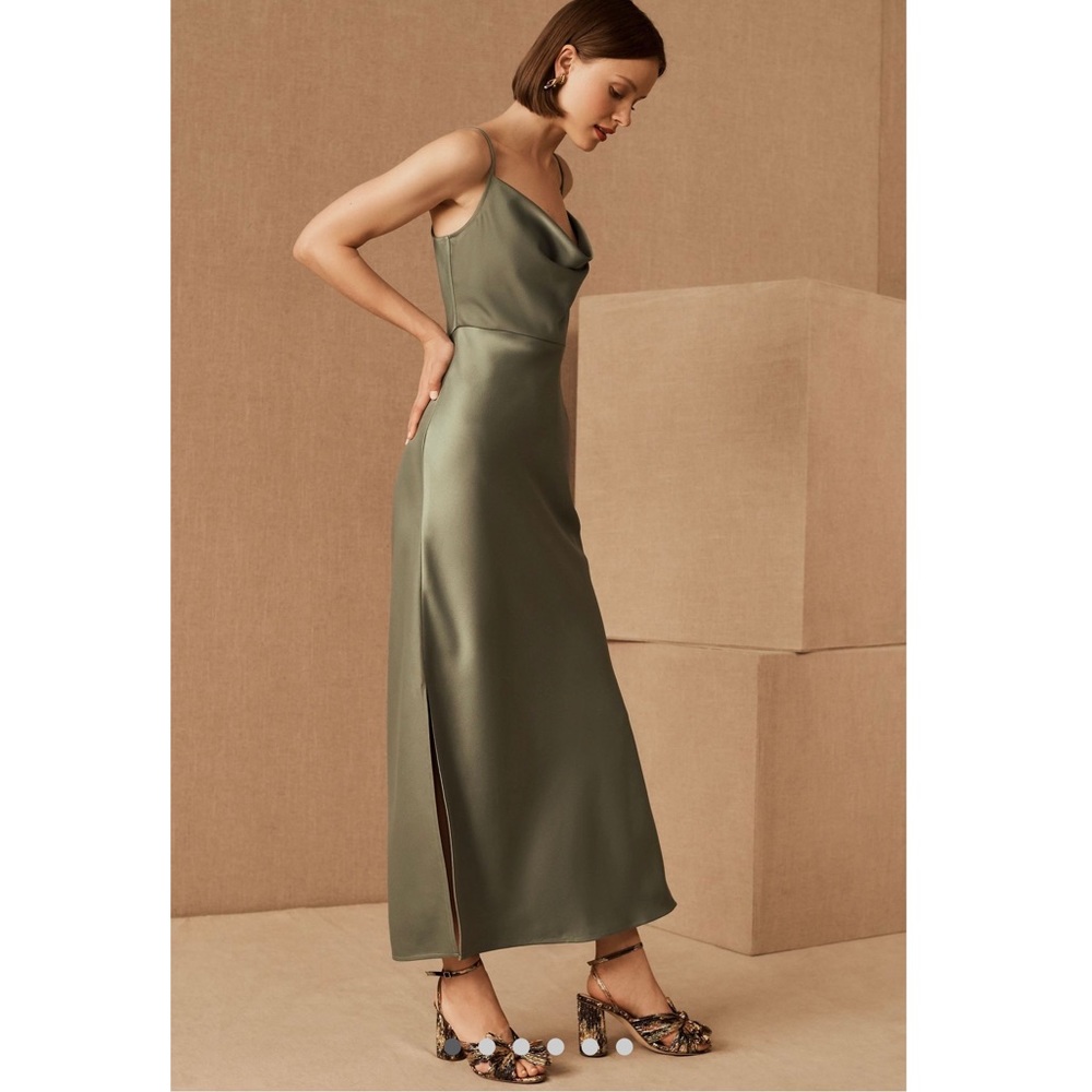 Anthropologie BHLDN CALI SATIN CHARMEUSE MIDI DRESS